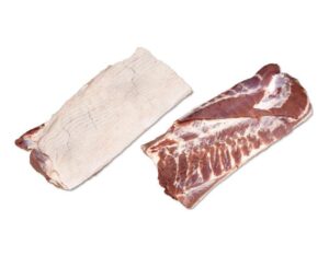 Pork belly, sheet-ribbed, rindless, without softbone. Natural size, extra lean