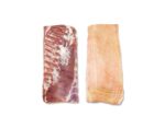 Pork belly, rind on, sheet-ribbed, without softbone: Delu, Size: 23x50 cm